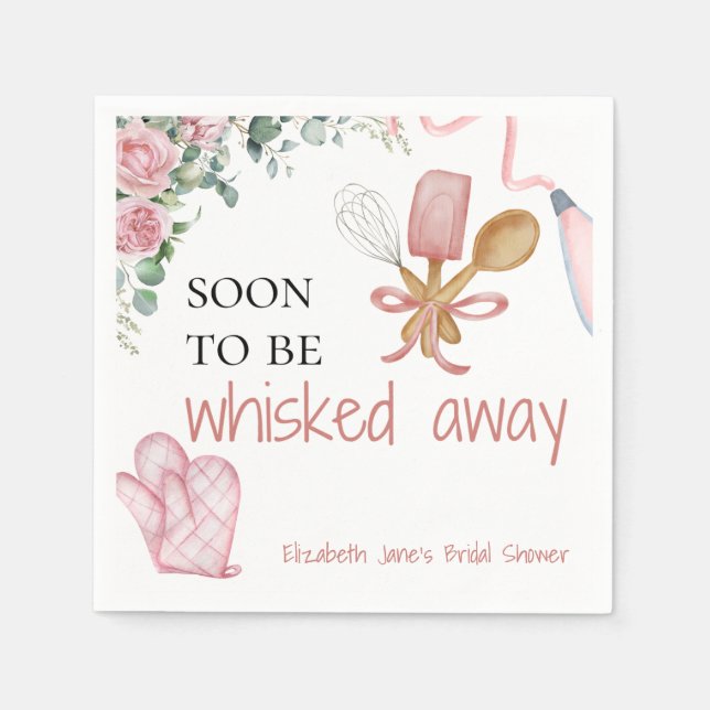Soon To Be Whisked Away Bridal Shower Napkin (Front)
