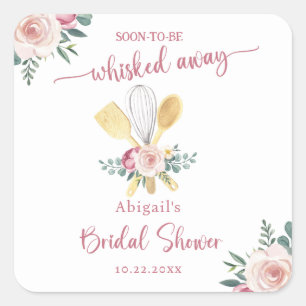 SOON TO BE WHISKED AWAY BRIDAL SHOWER SQUARE STICKER