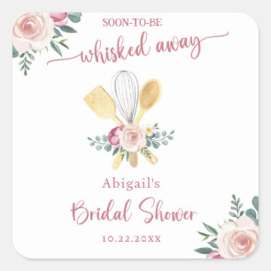 SOON TO BE WHISKED AWAY BRIDAL SHOWER SQUARE STICKER