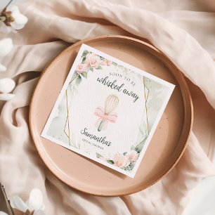 Soon to be Whisked Away Pink Floral Bridal Shower  Napkin