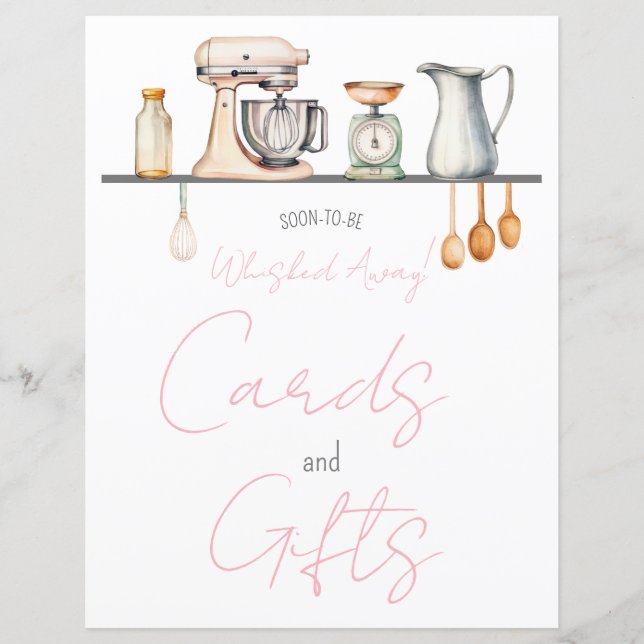 Soon-to-be Whisked Away! Shower Cards & Gifts Sign (Front)