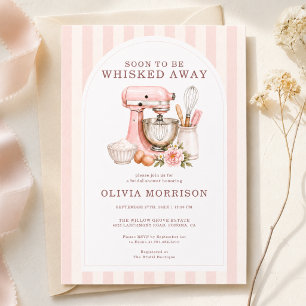 Soon to Be Whisked Away Stripes Pink Bridal Shower Invitation