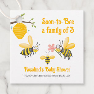Soon To Bee A Family Of 3 Bee Theme Baby Shower Favour Tags