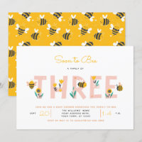Soon to Bee a Family of Three Baby Shower Invitati
