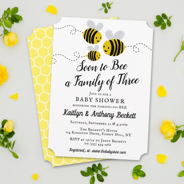 Soon To Bee A Family Of Three | Baby Shower Invitation (Creator Uploaded)