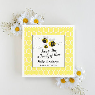 Soon To Bee A Family Of Three   Baby Shower Napkin