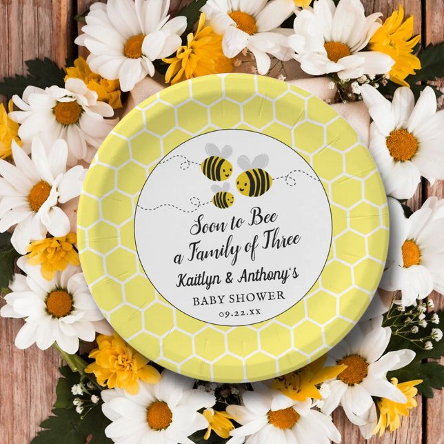 Soon To Bee A Family Of Three | Baby Shower Paper Plate (Creator Uploaded)