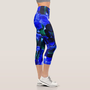 Soothing Blue Beads Capri Leggings
