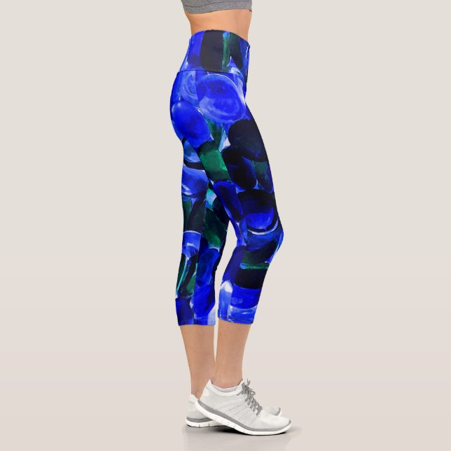 Soothing Blue Beads Capri Leggings (Right)