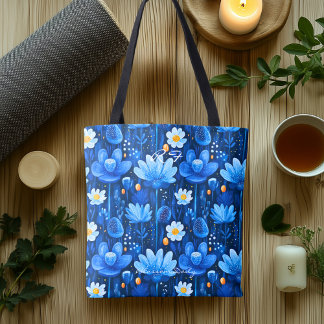 Soothing Blue Blossom Wellness Tote Bag