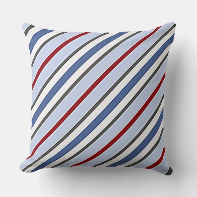 Soothing Blue w/Red Stripe Throw Pillow (Front)