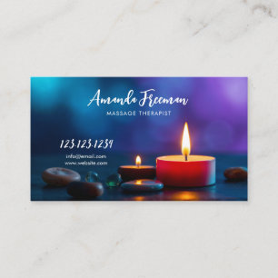 Soothing Candlelight and Stones Massage Therapist Business Card