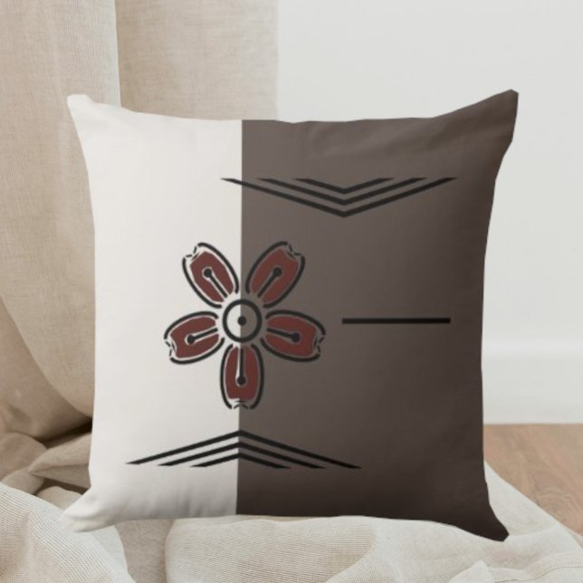 Soothing Cherry Blossom Earth Tones Throw Pillow (Creator Uploaded)