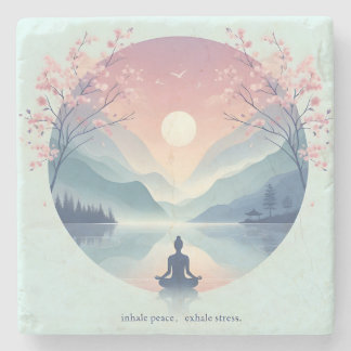 Soothing Nature Meditation Art Stone Coaster