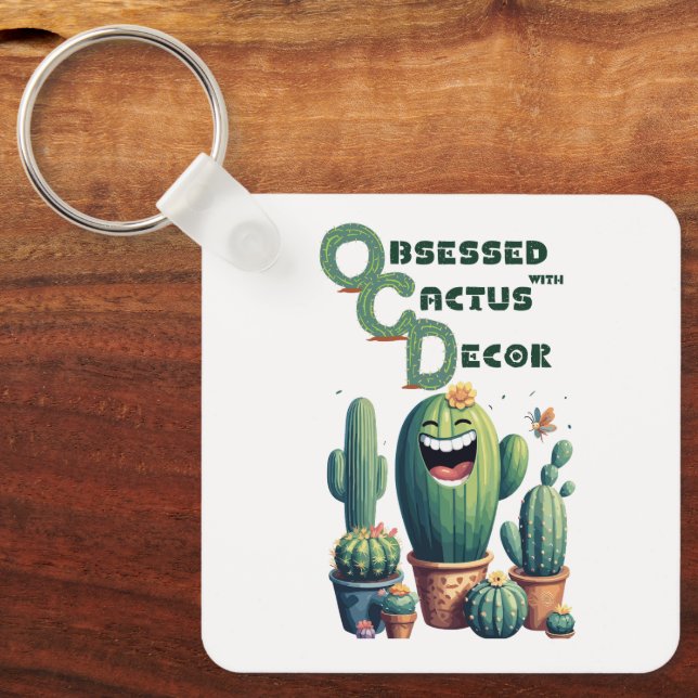 Soothing OCD Spikes: Cactus Decor Key Ring (Front)