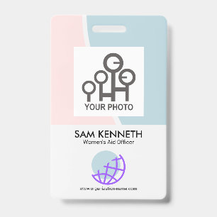 Soothing Pastel Waves Photo Template Staff ID Badge