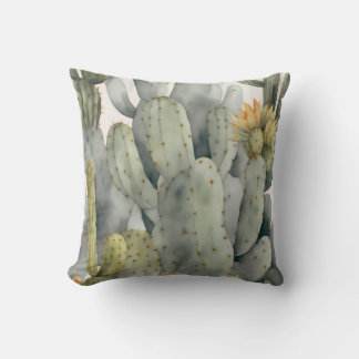 Soothing Plants Cactus Watercolor Decor Cushion