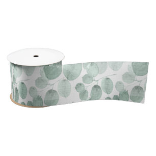 Soothing Sage Leaves Satin Ribbon