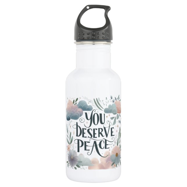 Soothing Self-Care Quote Calm Pastel Aesthetics 532 Ml Water Bottle (Front)