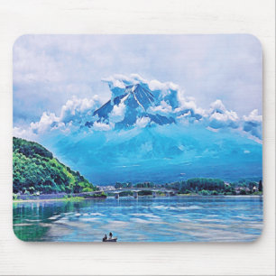 Soothing Watercolor Japanese Art Mouse Mat