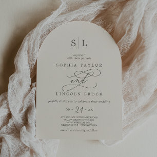 SOPHIA Arch Beige Minimal Chic Formal Wedding Invitation