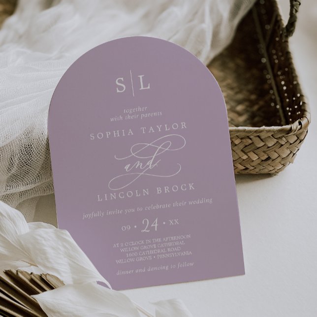 SOPHIA Arch Lilac Classic Summer Purple Wedding Invitation (SOPHIA Arch Lilac Classic Summer Purple Wedding Invitation)