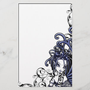 "Sophia" Blue Tattoo Fairy Art Stationery