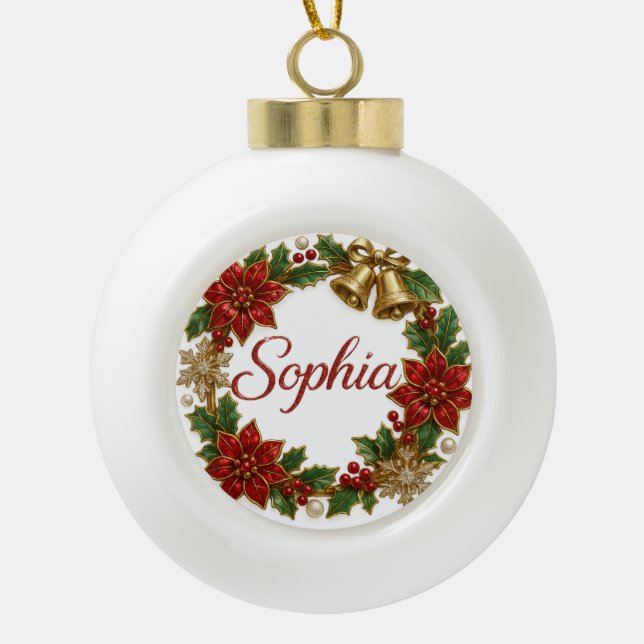 Sophia Christmas Name Ceramic Ornament (Front)