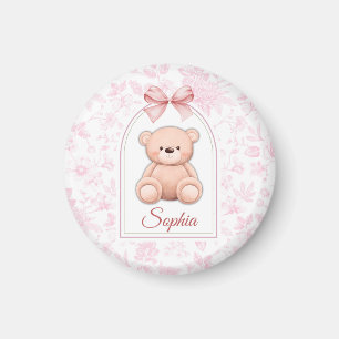 Sophia Custom Pink Teddy Bear Nursery Design Magnet