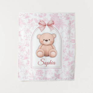 Sophia   Custom Pink Teddy Bear Nursery Design  Tapestry