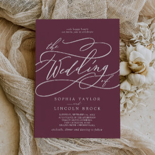 SOPHIA Dark Maroon Red Simple Fall Modern Wedding Invitation