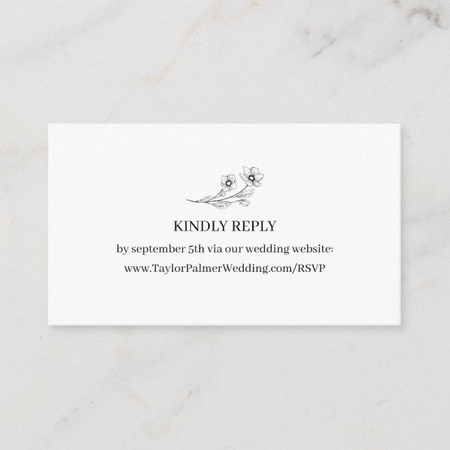 Sophia Elegant Minimalist Wedding Website RSVP Enclosure Card (Front)