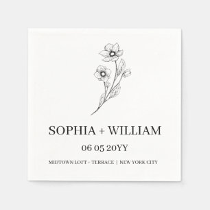 Sophia Elegant Modern Cocktail Reception Wedding Napkin