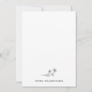 Sophia Elegant Simple Black White Photo Wedding Thank You Card