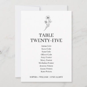 Sophia Elegant Wedding Table Seating Chart Card