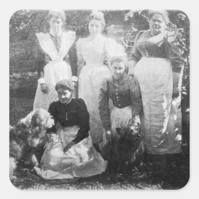 Sophia Farrell and maids, 1899 Square Sticker (Front)