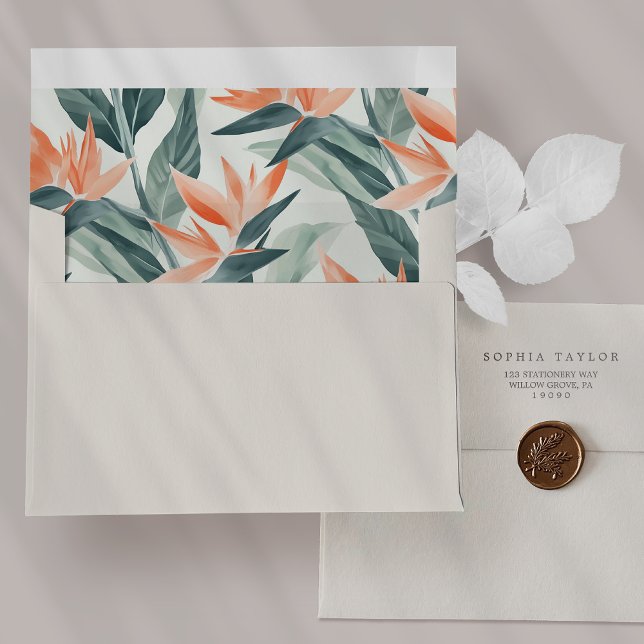 SOPHIA Floral Tropical Wedding Invitation Envelope (SOPHIA Floral Tropical Wedding Invitation Envelope)