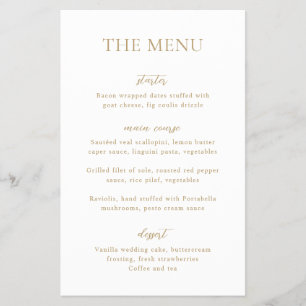 Sophia Gold Modern Wedding Menu