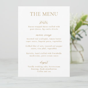 Sophia Gold Modern Wedding Menu