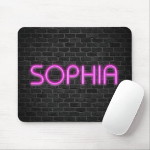 SOPHIA In Pink Neon Lights Mouse Mat