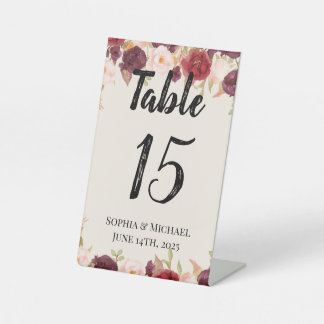 Sophia & Michael Wedding Table Card Pedestal Sign