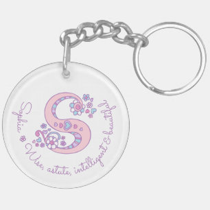 Sophia monogram letter S name and meaning keyring