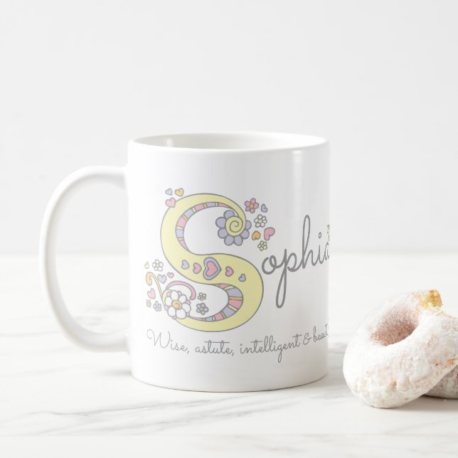 Sophia name meaning decorative s monogram mug (With Donut)