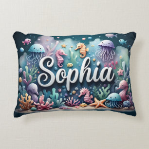 Sophia Name Ocean Theme Decorative Sea Life Decorative Cushion