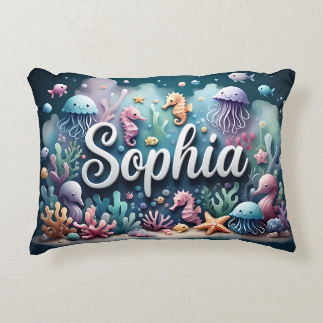 Sophia Name Ocean Theme Decorative Sea Life Decorative Cushion (Front)