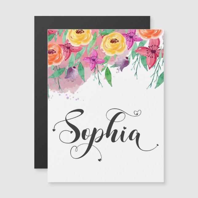 Sophia name sign Sophia floral Calligraphy Baby (Front/Back)