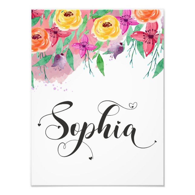 Sophia name sign Sophia floral Calligraphy Baby (Front)
