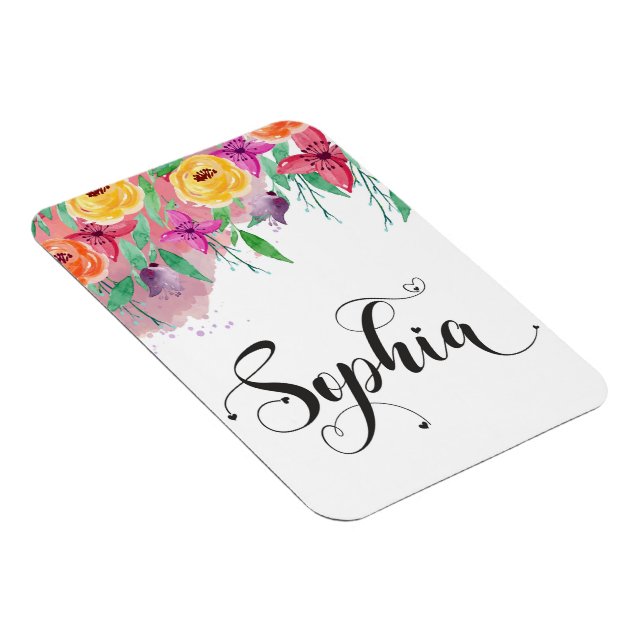 Sophia name sign Sophia floral Calligraphy Baby Magnet (Right Side)