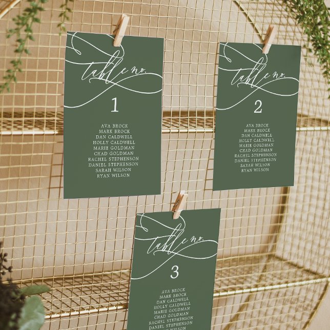 SOPHIA Olive Green Wedding Seating Chart Card (SOPHIA Olive Green Wedding Seating Chart Card)