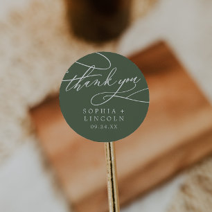 SOPHIA Olive Green Wedding Thank You Sticker